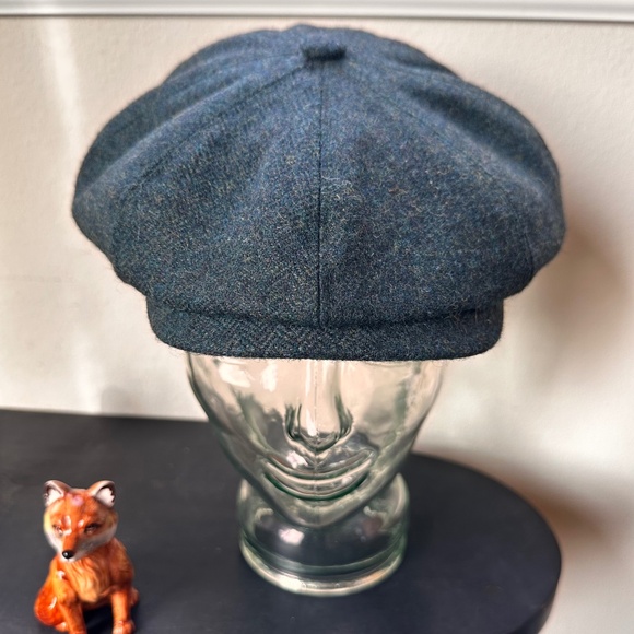 Scottish Harris Tweed Eight Quarter Newsboy Cap - Evergreen - Sz Men's Med. - Picture 13 of 15